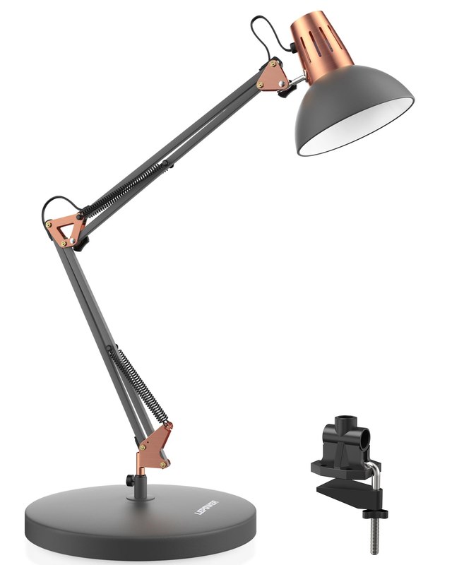 LEPOWER Metal Adjustable Desk Lamp with Clamp, Swing Arm for Home Office