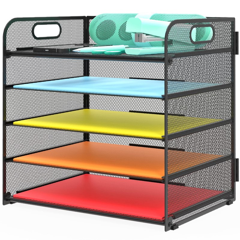 Letter Tray Paper Organizer 5-Tier Desk Organizer File Organizer Paper Holder with Handle,