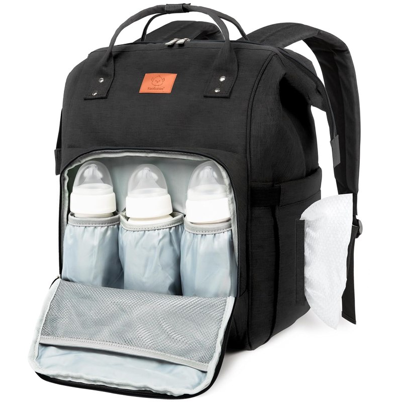 KeaBabies Baby Diaper Bag Backpack, Baby Bag for Boys, Girls (Trendy Black) | Large, Waterproof, Multi Function, Travel Diaper Backpack with Changing Pad, Durable Travel Essentials for Moms and Dads