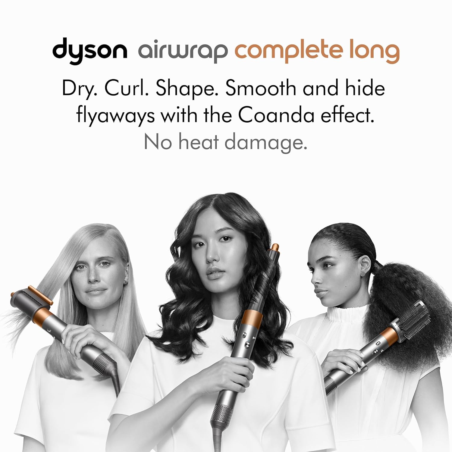 Airwrap in use, wrapping a section of long hair