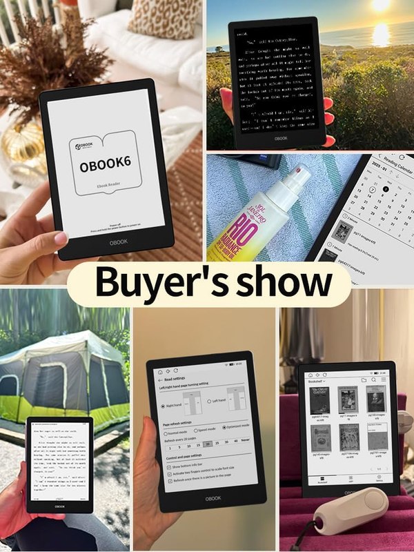OBOOK6 eReader (32G), 6" 300ppi Glare-Free Display, Android, Adjusting Front Light, Long of Battery Life, Dark Mode Option, eBook Readers Devices
