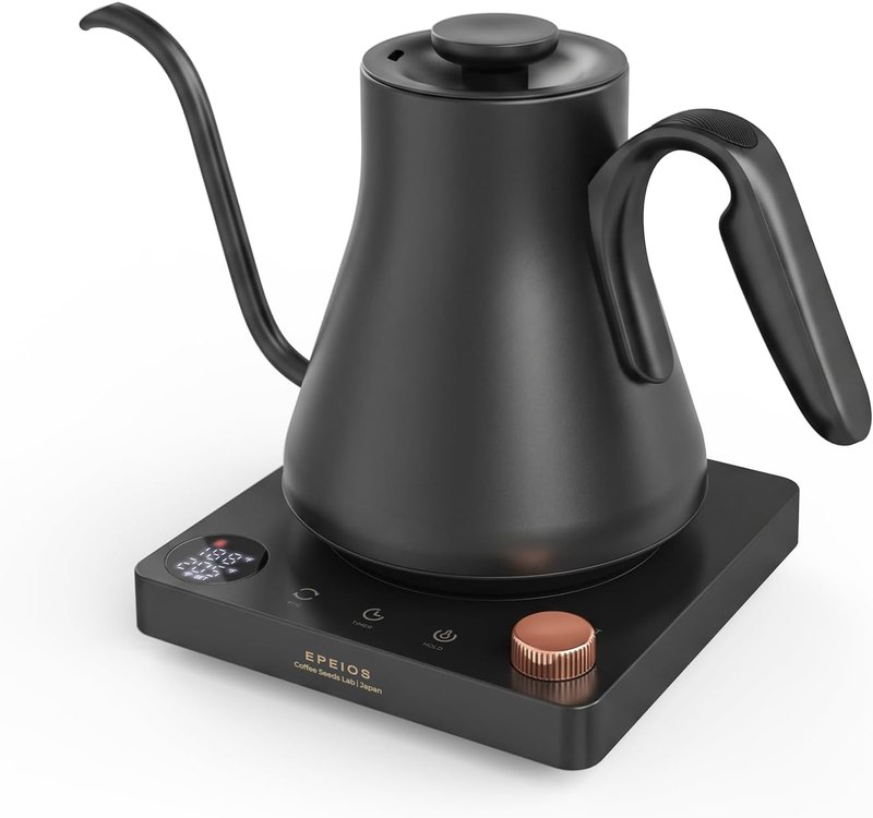 Epeios Gooseneck Electric Kettle 1°F Temperature Control,1200W,0.9L,Black | Rapid Heating,