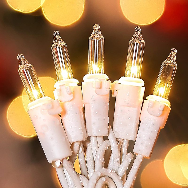 Clear Christmas Lights,13 FT 50Count White Lights White Wire | Connectable,Incandescent Bulb Mini String Lights Plug In for Christmas Tree, Garland, Birthday, Wedding, Party, Holiday Decor