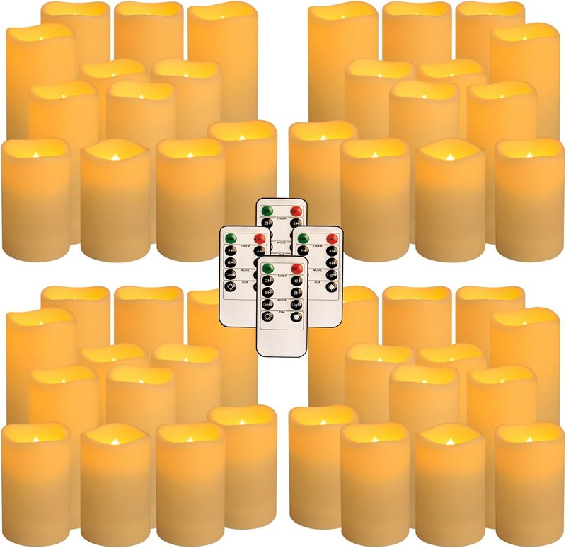 fclayvts 48-Pack LED Flameless Candles with Remote Control - Perfect for Home, Parties, and Special Occasions - Create a Magical Ambiance Effortlessly(Three Sizes)