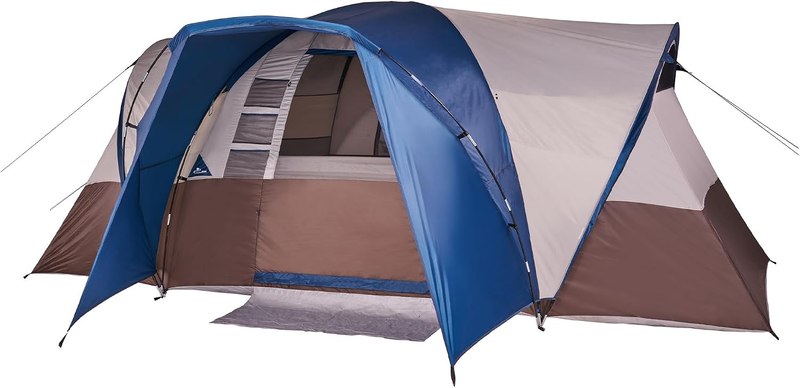 Wenzel Klondike 8 Person Water Resistant Tent with Convertible Screen Room for Family Camping