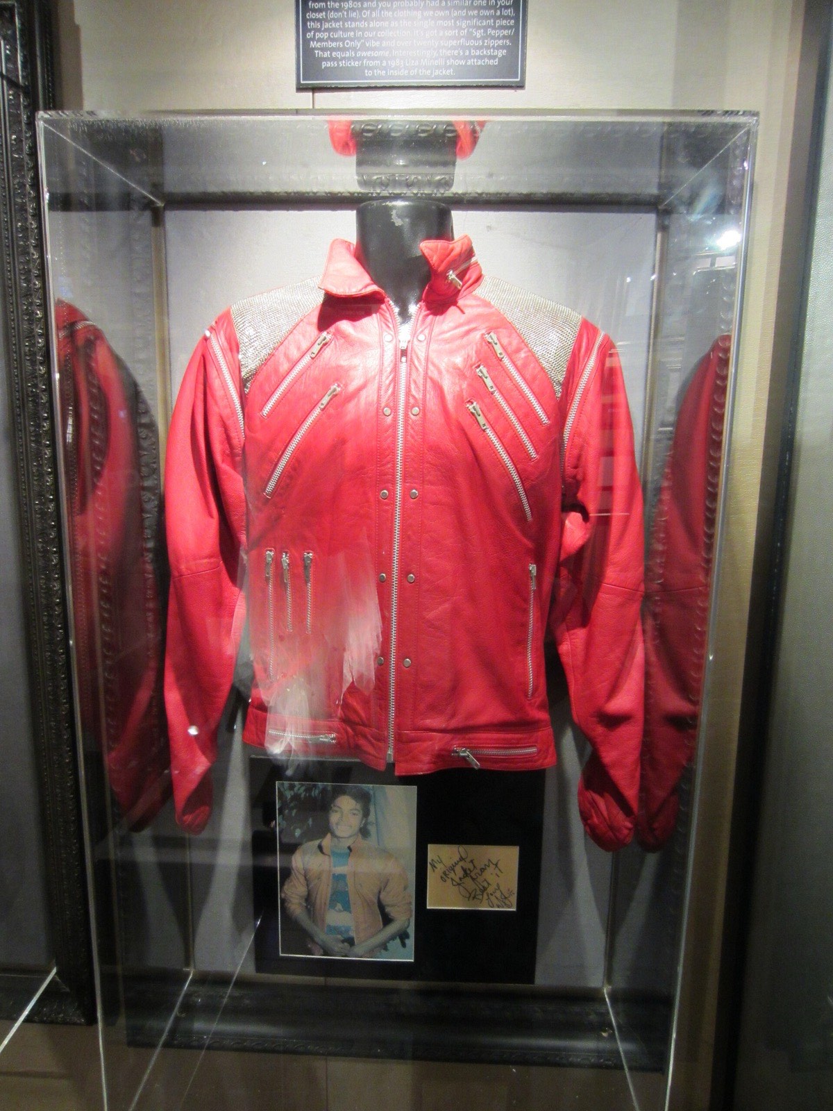 Michael Jackson's red leather Beat It jacket on display at a Hard Rock exhibit in Miami