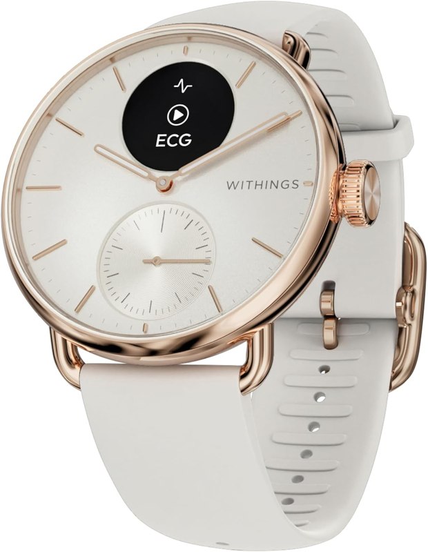 WITHINGS ScanWatch 2 - Hybrid Smart Watch, Heart Rate Monitoring, Fitness Tracker, Cycle Tracker, Sleep Monitoring, GPS Tracker, 30-Day Battery Life, Android & Apple Compatible, HSA/FSA