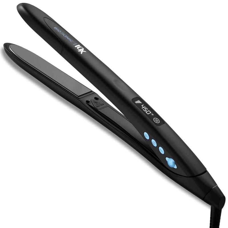 Bio Ionic 10X Styling Iron Hair Straightener with 1" Sonic Vibrating Plates | Flat Iron with Ion Generating Mineral Complex, Versatile Hair Straightener and Styler for Straight & Wavy Hairstyles