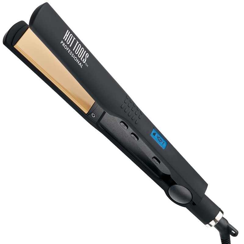Hot Tools Pro Artist Nano Ceramic 1.25" Flat iron | Wide Plate for Faster Styling, 30 Heat Settings for All Hair Types, 8 Ft Cord, Dual Voltage