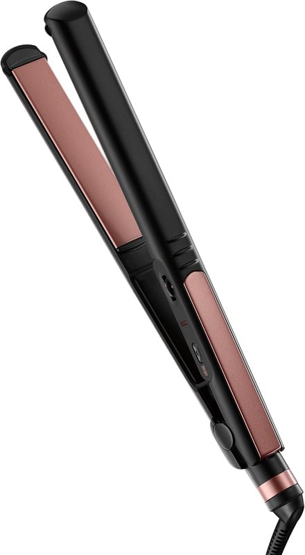 INFINITI PRO CONAIR Rose Gold Ceramic Flat Iron Hair Straightener, 1-Inch Flat Iron with Extra-Long Plates, including a Floating Plate, Advanced Heat Technology, Black