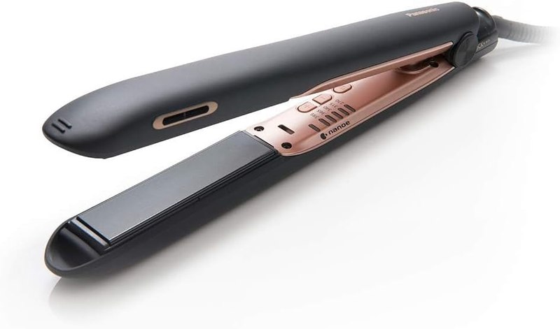 Panasonic nanoe Flat Iron for Healthy, Shiny Hair, Hair Styling Iron with 1-inch Ceramic Plates and Intuitive Heat Technology, for Straightening, Smoothing and Curling - EH-HS99-K (Black/Rose Gold)