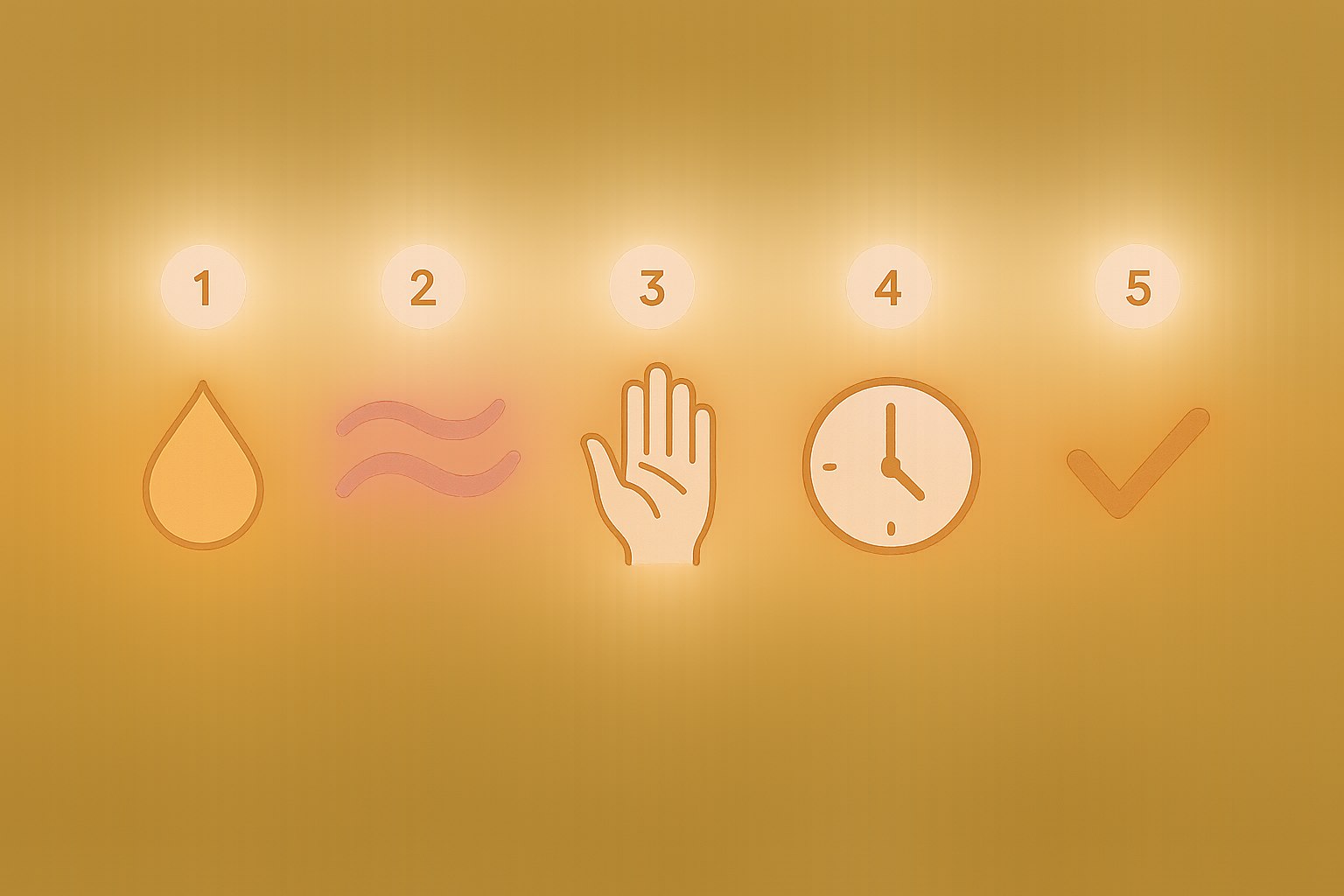 Illustration showing five icons representing the steps of fragrance layering.