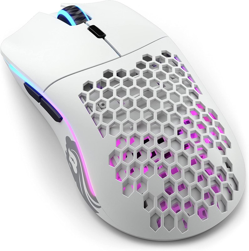 GLORIOUS Model O Wireless Gaming Mouse - Superlight, 69g Honeycomb Design, RGB, Ambidextrous, Lag Free 2.4GHz Wireless, Up to 71 Hours Battery - Matte White