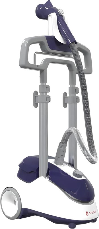 SINGER® SteamWorks Pro 2.0 (1500W) Standing Garment Steamer, White/Blue | 4 steam settings, strong output, 45 second heat-up time, 2.5 liter tank, holds plenty of water for daily use