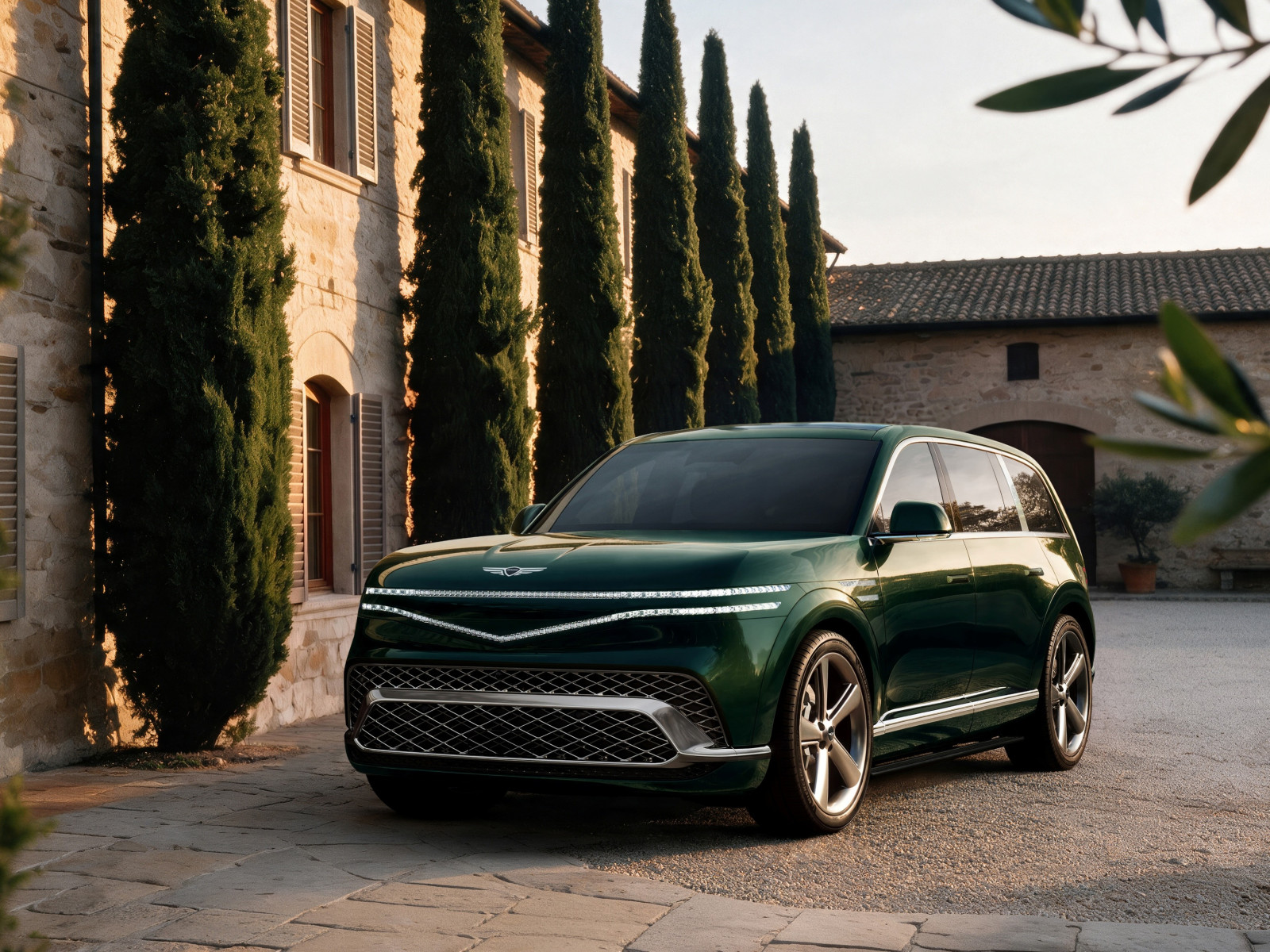 exterior stance green villa Genesis GV90