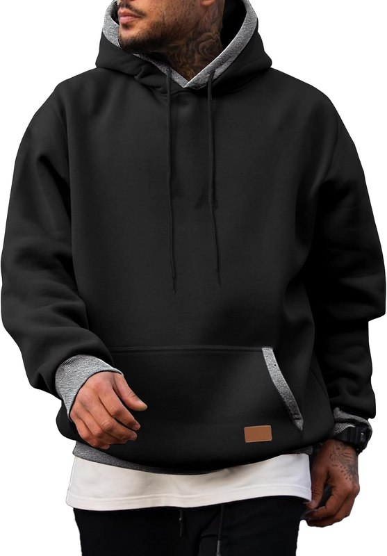 JMIERR Men's Hoodies Sweatshirts Casual Fleece Pullover Hoodie Pocket | Cotton, Casual Hooded, Drawstring, Fleece, Long Sleeve, Kangaroo Pocket, Fall, Winter, Warm Clothing