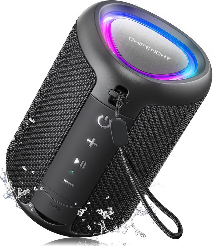 Portable Bluetooth Speaker Beach Essentials: IPX5 Waterproof for Outdoor | Powerful HD Sound,Dynamic Light,All Day Playtime,Wireless BT 5.3,TWS Pairing,Travel|Camping|Pool Accessorie,School Supplies