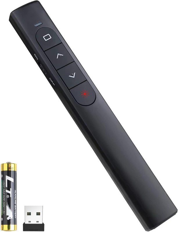 Wireless Presenter Remote, Presentation Clicker with Hyperlink & Volume Remote Control PowerPoint Office Presentation Clicker for Keynote/PPT/Mac/PC/Laptop(Battery Included) | Plug & Play, Hyperlink & Volume Control, Compatible with Mac/Windows, Works with PowerPoint, Keynote, and Google Slides