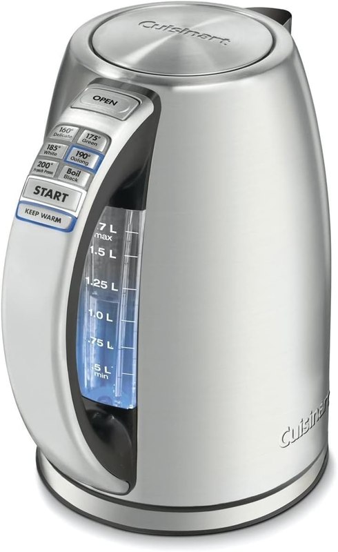 Cuisinart Electric Kettle, 1500W Fast Heating, 6 Temp Presets, 1.7L | Bring water to a boil with Cuisinart PerfecTemp cordless electric tea kettle, includes auto shutoff & 360° base, CPK-17P1