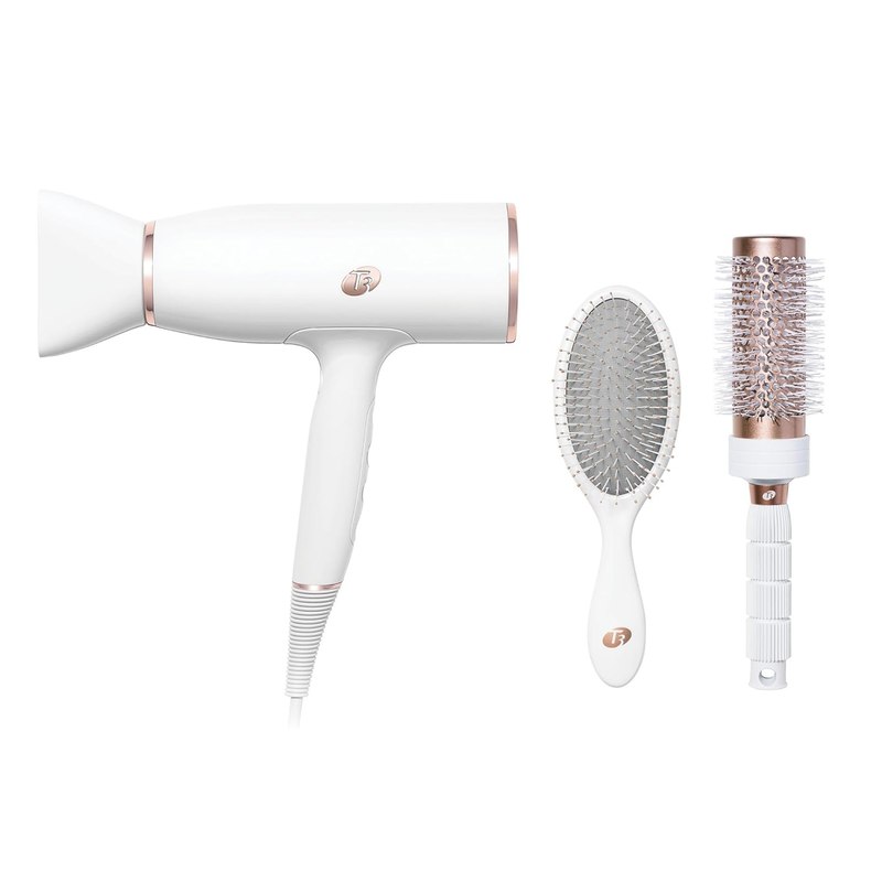 T3 AireLuxe Ionic Hair Dryer and Styling Set, Professional Blow Dryer for Frizz-Free Fast Drying, 5 Heat & 3 Speed Settings, Cool Shot, Paddle Brush & 2.5" Round Brush for All Hair Types