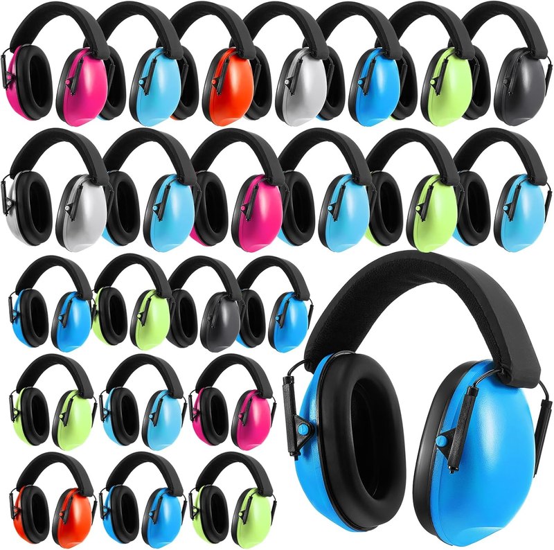 24 Pcs Kids Ear Protection Noise Cancelling Headphones Noise Reduction Ear Muffs 27dB Hearing Protection (7 Colors)