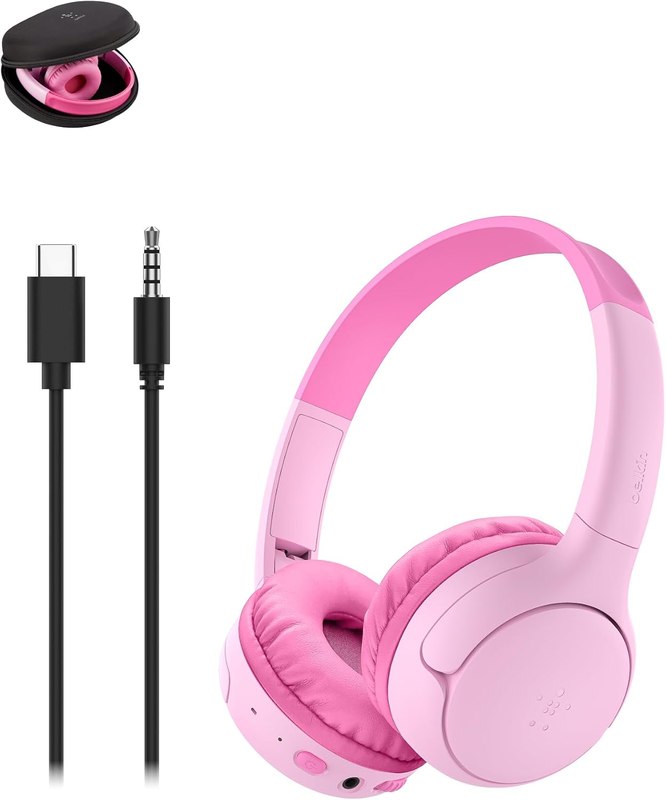 Belkin SoundForm Mini 2 Bluetooth Kids Headphones, On Ear, 55H Battery Life | Toddler head