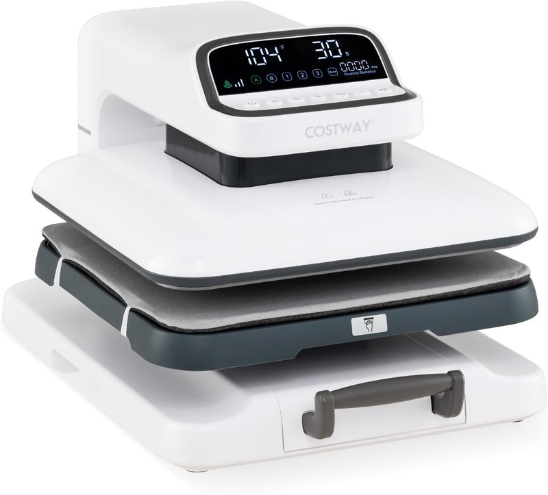 COSTWAY Auto Heat Press Machine for T Shirts, 15 x15 Professional Press Machine w/Large Smart Control Screen, Auto Release, Fast & Even Heating for Sublimation, HTV, Vinyl & Heat Transfer Projects