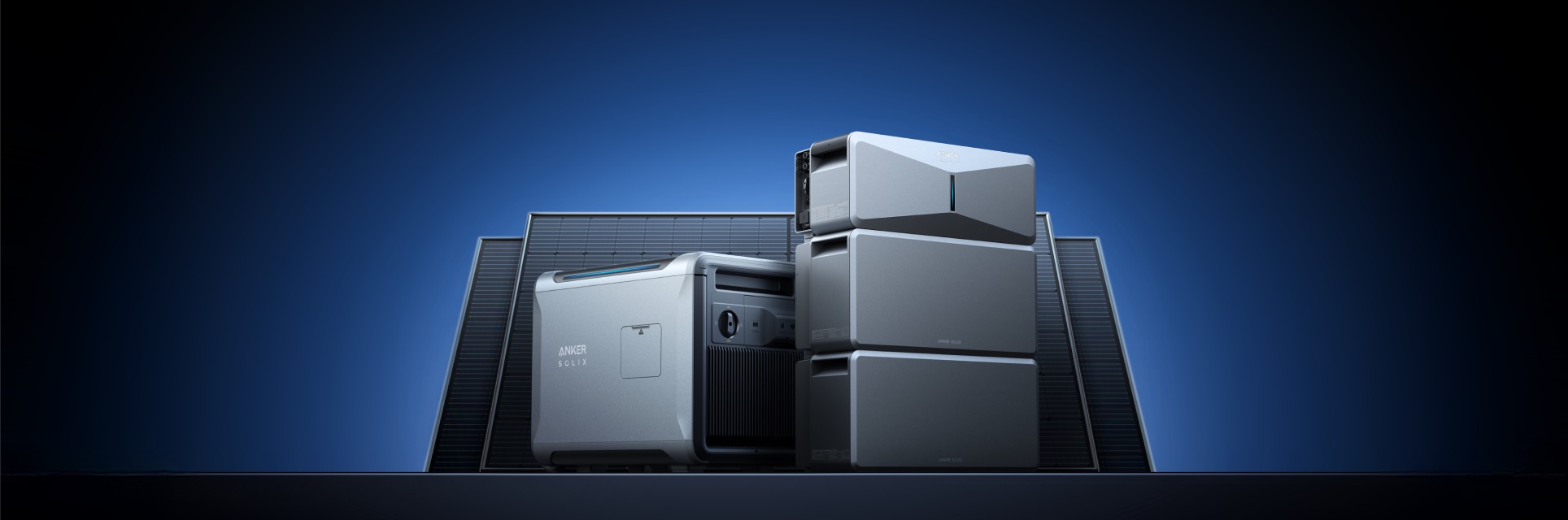 Anker SOLIX E10 system with rooftop solar panels.