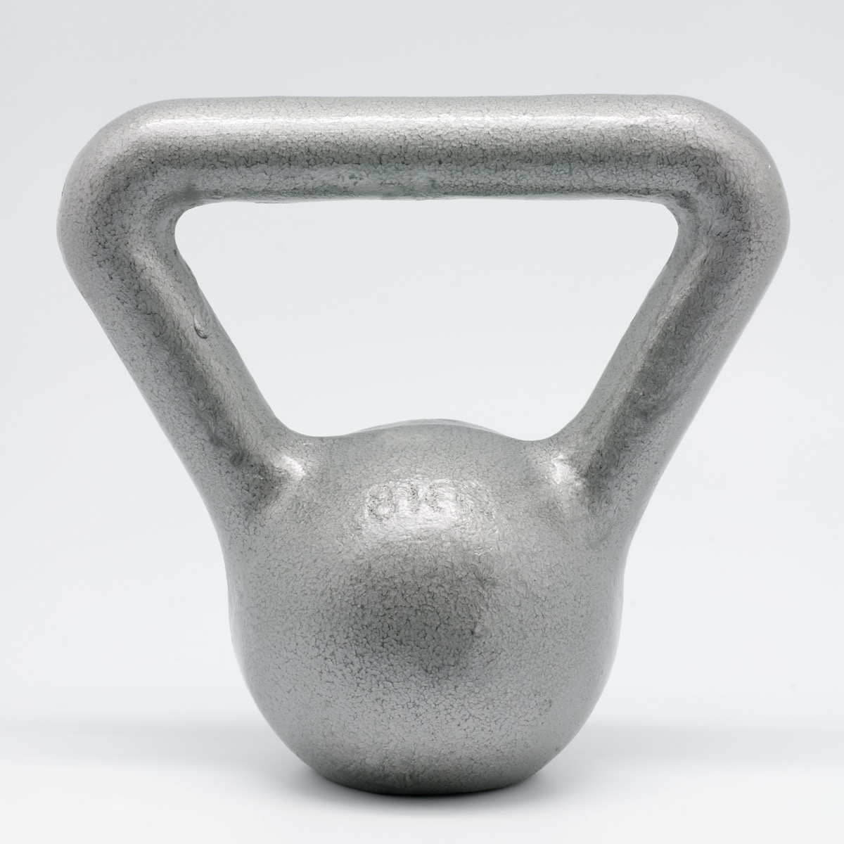 A cast iron kettlebell