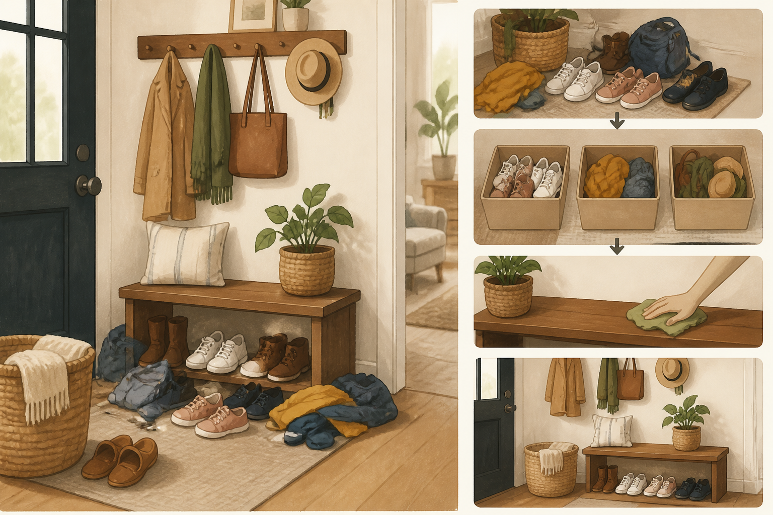 entryway decluttering process