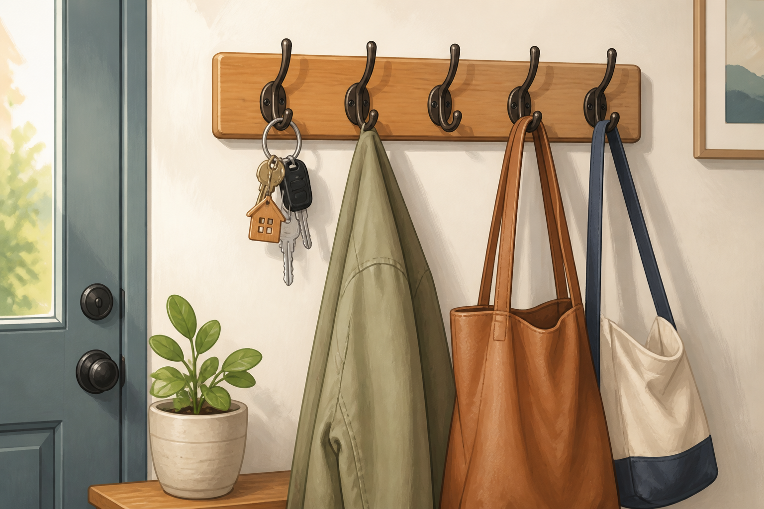 entryway key and bag hooks