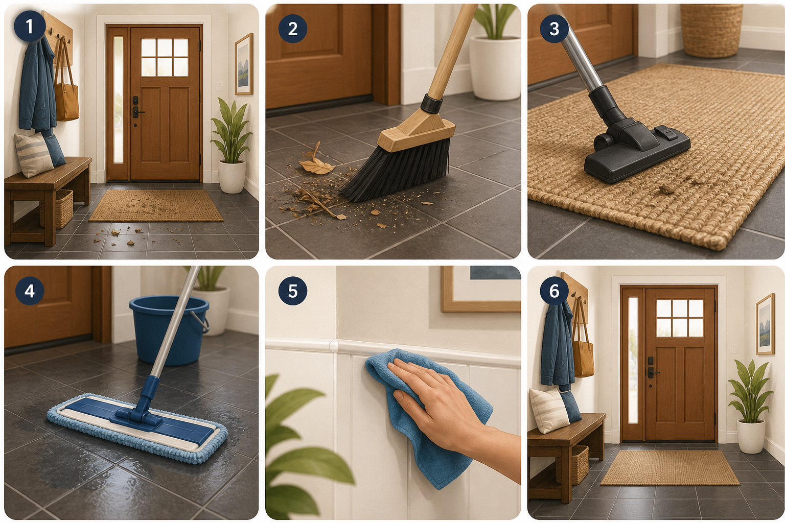 weekly entryway cleaning process
