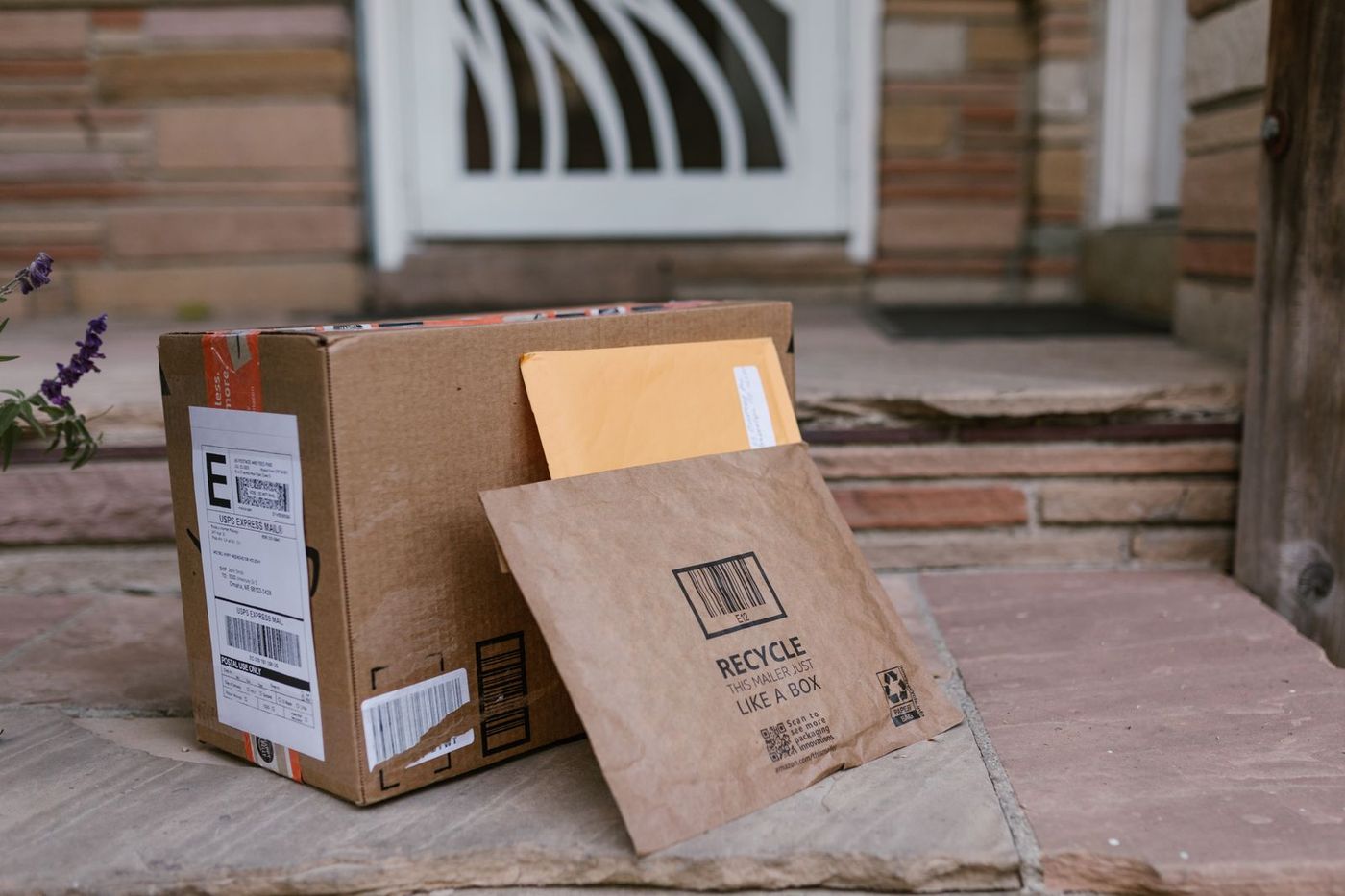 Shipped boxes on a doorstep