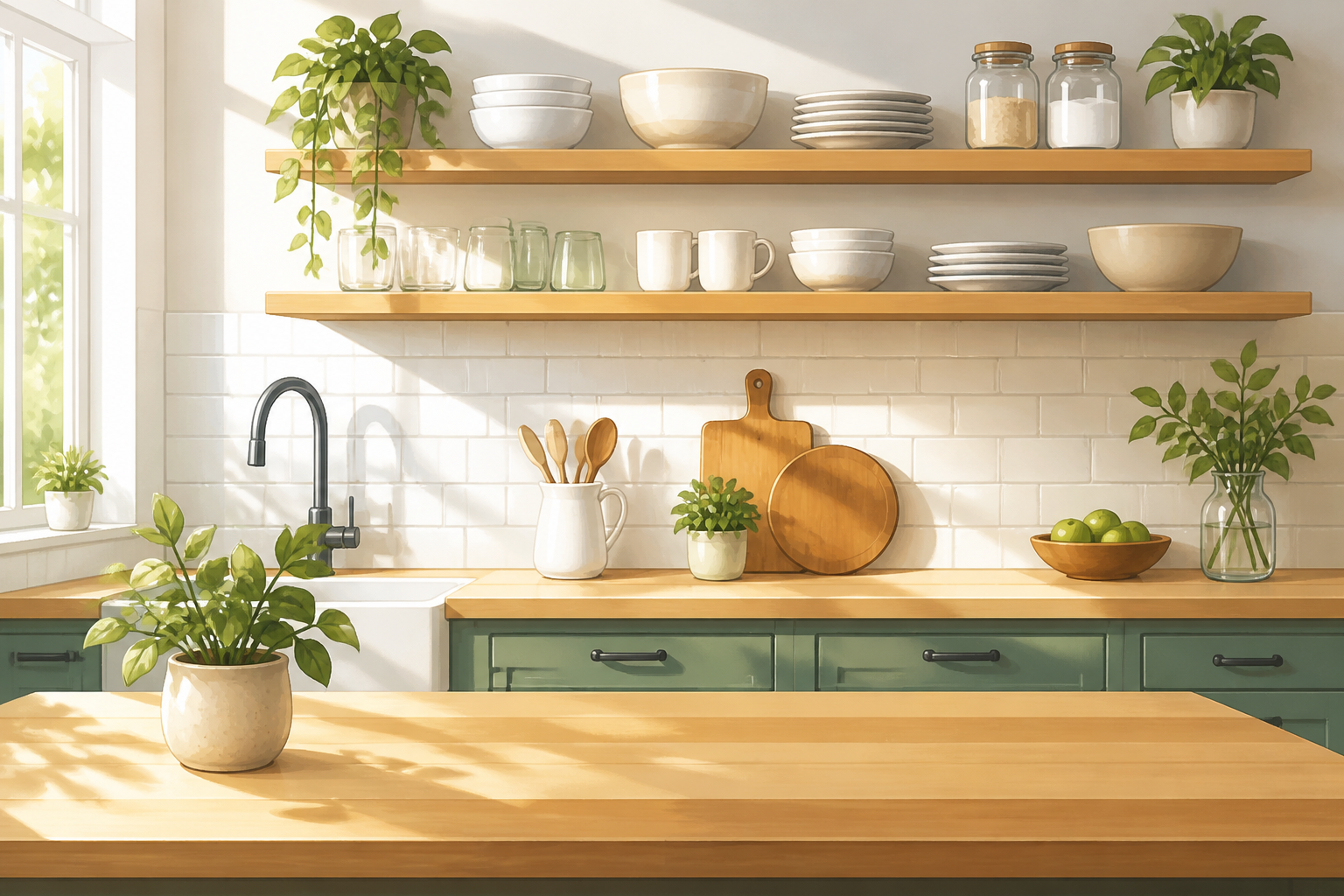 organized kitchen with clean countertops