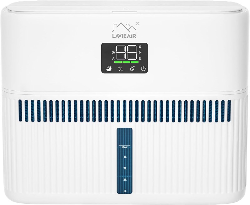 LAVIEAIR Evaporative Humidifiers for Bedroom up to 300 ft² 5L Tank Top Fill | Mist-free No White Dust Bedside Humidifier for Living Room, Nursery, Baby, Plants Max 48H Runtime, Easy to Clean