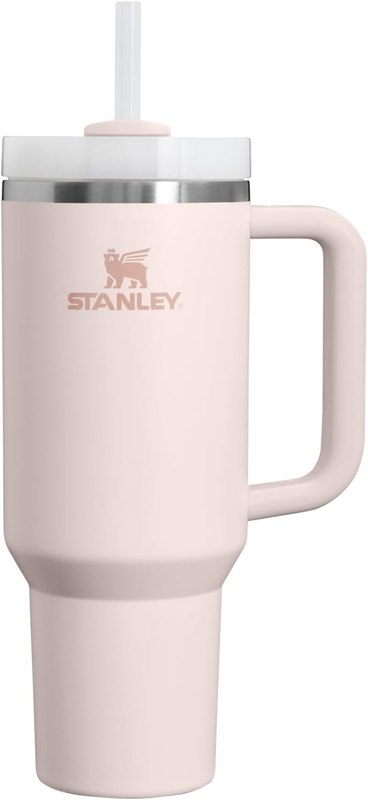 STANLEY Quencher H2.0 Flow State Tumbler, 40 oz, Rose Quartz 2.0 | Handle and Straw | 3-Po