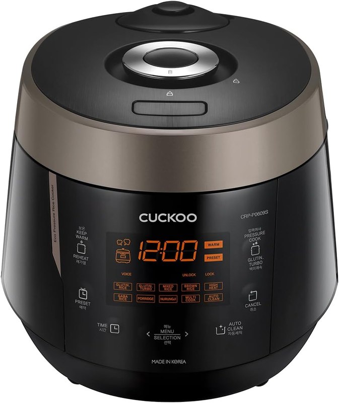 CUCKOO High Pressure Rice Cooker, 12-Cup Cooked, Black, CRP-P0609S | 6-Cup Uncooked Capaci