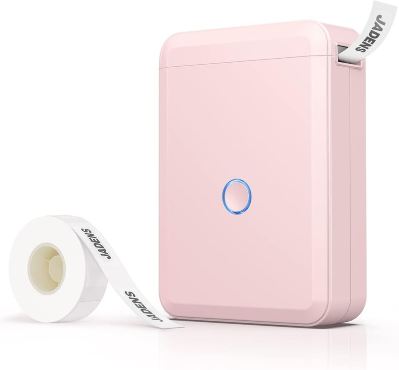JADENS Label Maker Machine with Tape, Portable Bluetooth Label Printer for Storage, Light Pink
