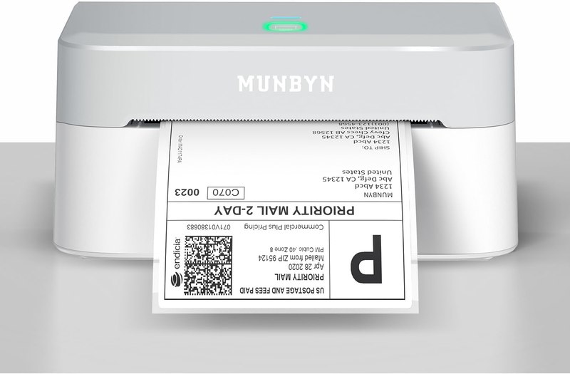MUNBYN Bluetooth Thermal Label Printer, Wireless 4x6 Shipping Label Printer | Work for Small Business, Compatible with Android, iPhone, Windows, Mac, Chromebook, Print Width 1.57"-4.25"