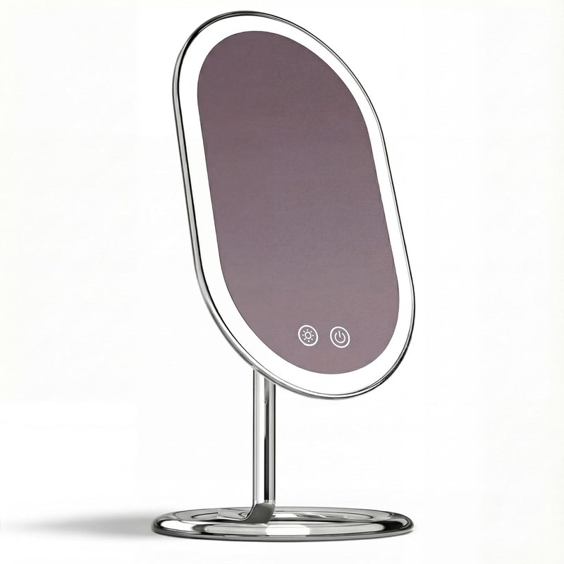 Fancii Vera LED Lighted Vanity Makeup Mirror, Rechargeable - Cordless Illuminated Cosmetic Mirror with 3 Dimmable Light Settings, Dual Magnification (Chrome)