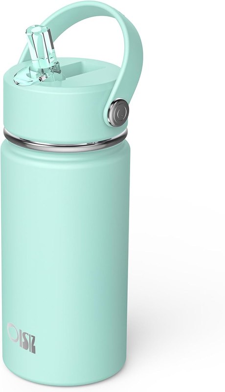 OISIZ Kids Water Bottle with Straw Lid 14oz, Vacuum Insulated 316 Stainless Steel Water Bottles for Kids for School, Leakproof Water Bottle, BPA Free and Keep Cold for 24 Hours