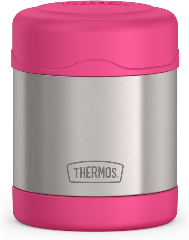 THERMOS FUNTAINER Kids Food Jar, 10oz, Pink | Kid-Friendly Stainless Steel Insulated Food Container, Keeps Food Hot or Cold Longer for School & Play, BPA Free