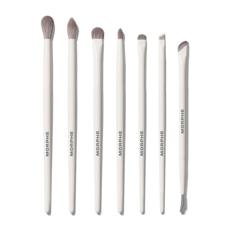 Morphe Eye Want It All 7 Piece Eye Makeup Brushes - Professional Makeup Brush Set and Brow Kit for Eyeshadow, Eyeliner, Smudging, Blending - Professional Make Up Tools (7 ct)