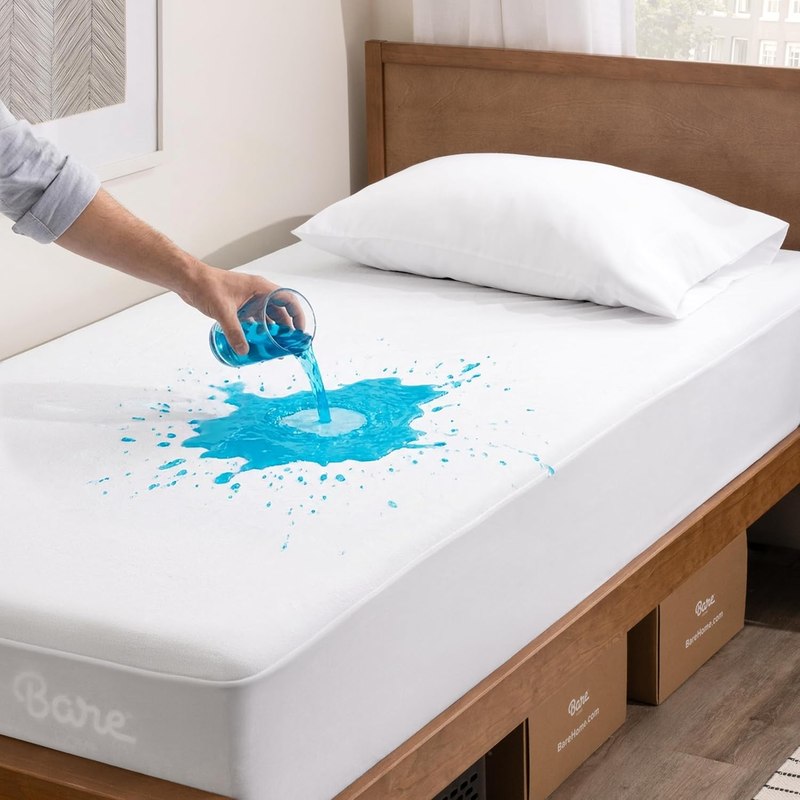 Bare Home Twin Size Mattress Protector - 100% Waterproof & Breathable - Cooling Mattress Cover - Protects Against Spills - Vinyl Free Noiseless - Dorm Essentials - Protect Your Mattress (Twin, White)