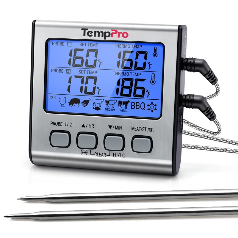 TempPro TempTrack Digital Cooking Meat Thermometer with Dual Meat Probe