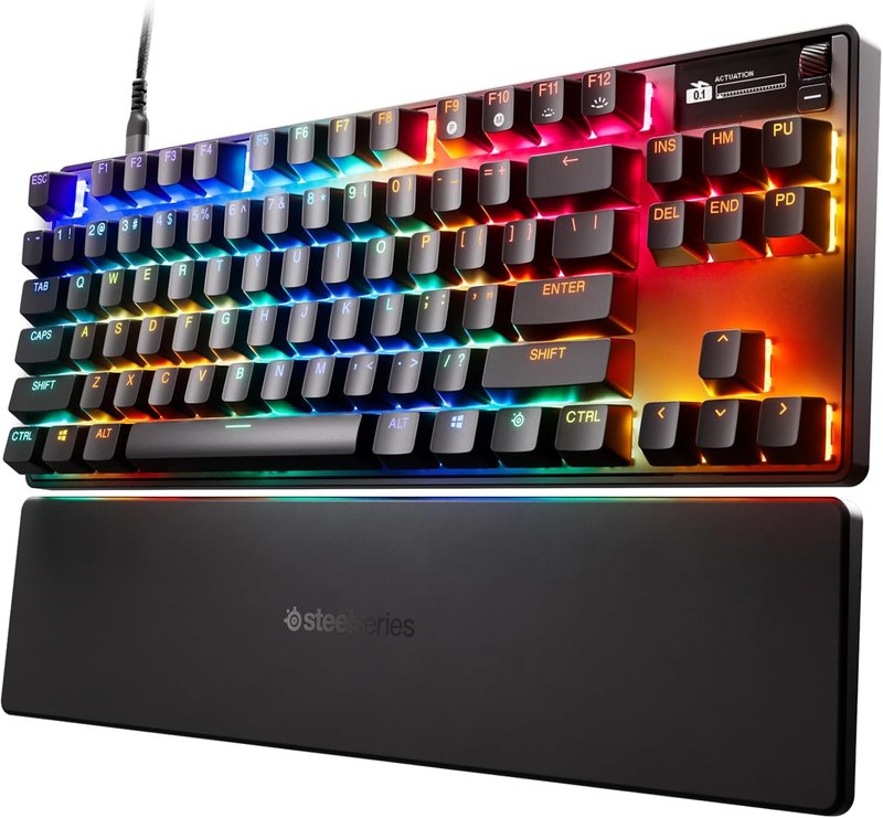 SteelSeries Apex Pro TKL Gen 3 Gaming Keyboard - OmniPoint 3.0 Analog Magnetic Switches, Quickset Auto-Presets (Rapid Trigger, Rapid Tap/SOCD, Protection Mode), OLED, RGB, PBT Keycaps, USB-C, Black