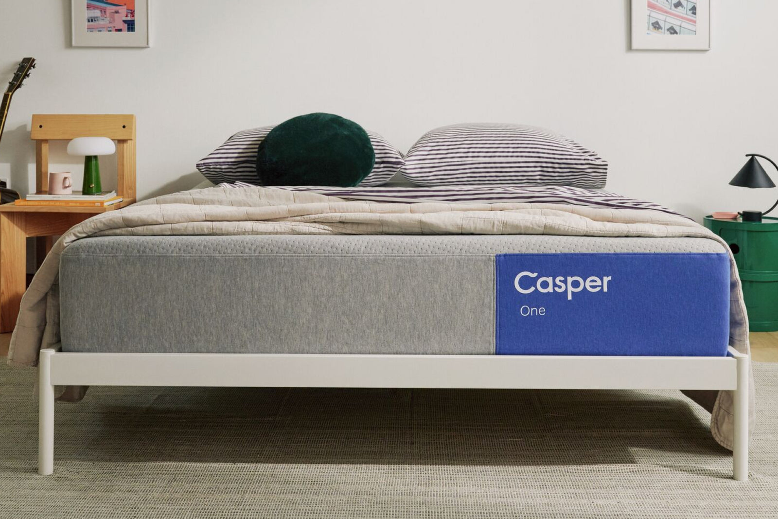 A memory foam mattress on a bed.