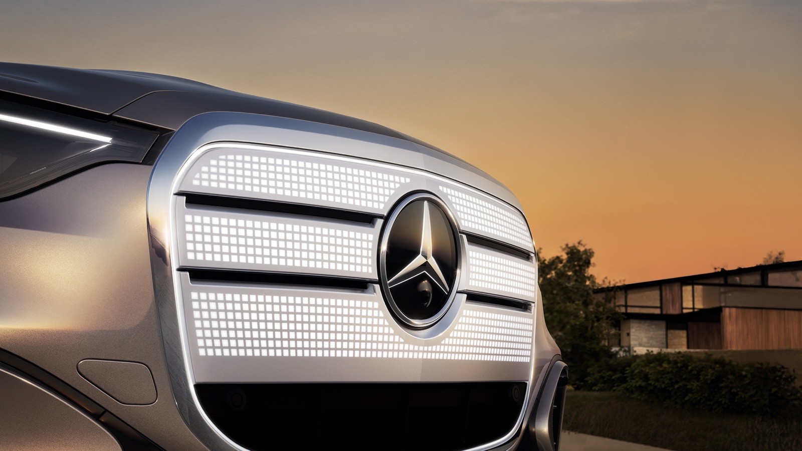 Close-up of the illuminated grille — a panel of individually lit elements around the central star.