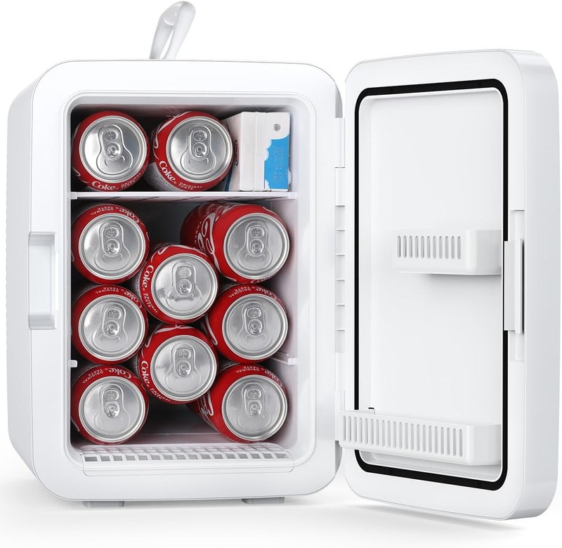 Antarctic Star Compact Mini Fridge, 10L Portable Small Refrigerator, 2.6 Gal Desktop Fridge with AC/DC Adapters, Small Cosmetics Cooler for Beverage, Food, Makeup, Bedroom, Office, Dorm, White
