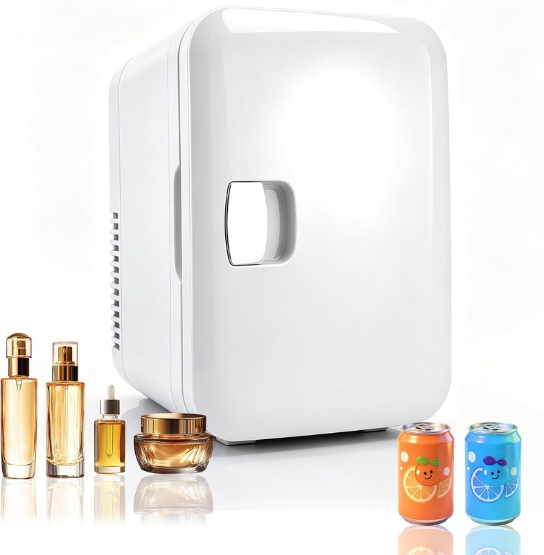 MOUEEY 6L Mini Skincare Fridge, AC/DC Portable Thermoelectric Cooler & Warmer, Compact Refrigerator for Cosmetics, Skincare, Food, Drinks, Bedroom, Dorm, Office & Car
